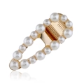 Barrette BB dorée élégante en forme de goutte avec perles blanches et reflet net - Style Goutte d'Eau Gradué (WFJ079)