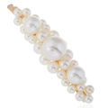 Elegant gold hair clip featuring clusters of white pearls in a stylish minimalist design - White (WFJ006)