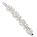 Barrette argentée élégante ornée de perles blanches de tailles variées en grappe - Barrette Croco Perles Blanches (WFJ007-Argent)