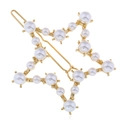 Barrette dorée en forme d'étoile avec perles blanches élégantes pour femmes - Barrette Perle Étoile (WFJ008)
