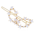 Pince à cheveux dorée élégante avec motifs de marbre irréguliers et perles - Barrette Perle Courbe Irrégulière (WFJ010)