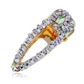 Barrette à cheveux dorée style marbre ornée de strass blancs et étoiles colorées - Barrette Étoile Iridescente Or (WFJ033-AB-Or)