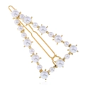 Pince à cheveux triangle dorée élégante ornée de perles blanches de style français - Barrette Perle Triangle (WFJ012)