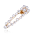 Barrette élégante en métal doré avec perles blanches et design ajouré pour femmes - Barrette Perle Simple Évidée (WFJ032)