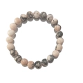 Pink zebra stone and white turquoise beaded couple bracelet with heart charm on white background - Single Strand Simple Style