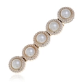 Barrette à cheveux élégante en métal doré avec cinq perles blanches au design linéaire - Barrette Or Cinq Perles (WFJ015)