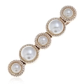 Barrette à cheveux dorée élégante avec cinq perles dégradées sur fond blanc - Barrette Perle Vintage (WFJ016)