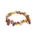 Dettaglio ravvicinato di frammenti di pietre naturali e cordino elastico del bracciale - Peso Approssimativo: 13 Grammi / Diaspro Giallo