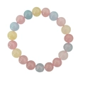 Naturquarzit-Morganit-Perlenarmband in Pastell-Bonbonfarben für Damen und Herren - Morganit-Farbe Chalcedon