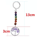 Portachiavi Albero della Vita con pietre chakra e cristalli colorati, lunghezza 13cm - Ametista