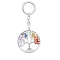 Llavero árbol de la vida colorido con piedras naturales y tejido de alambre metálico - 7 Piedras de Chakra Redondo Disperso