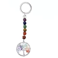 Portachiavi Albero della Vita sette chakra con pietre colorate e ciondolo intrecciato - Arcobaleno
