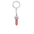 Llavero plateado con colgante hexagonal de cristal rosa para regalo de mujeres - Cristal Rojo Sandía