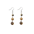 Bohemian long drop earrings featuring natural tiger eye beads on elegant metal hooks - Tiger's Eye