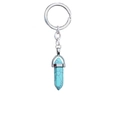 Llavero con colgante de piedra turquesa hexagonal plateada con textura natural - Turquesa Azul
