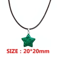 Adjustable green star natural stone pendant necklace with black cord and 20x20mm size - Malachite