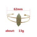 Handmade gold wire-wrapped bangle with a green hexagonal crystal stone, 62mm diameter - Aventurine Jade