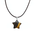 Star-shaped tiger eye stone pendant necklace with adjustable black braided cord strap - Tiger's Eye