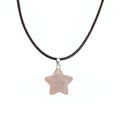 Natural rose quartz star pendant necklace with adjustable black braided cord for women - Rose Quartz