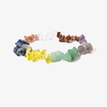Elastic bracelet with multi-color irregular natural stone chips and crystals - Weight Approximately 13 Grams / Rainbow