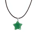 Adjustable black cord necklace featuring a natural green stone pentagram star pendant - Aventurine Jade