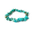 Natural turquoise chip bead elastic bracelet with irregular crushed stones and mineral veins - Weight Approximately 13 Grams / Blue Turquoise