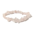 Natural pink crystal irregular crushed stone elastic bracelet for women on white background - Weight Approximately 13 Grams / Rose Quartz