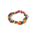 Bracciale elastico bohémien con pietre di cristallo naturali e irregolari - Peso Approssimativo: 13 Grammi / Conchiglia a Sette Colori