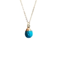 Natural turquoise teardrop pendant on a fine gold chain necklace for women jewelry - Turquoise