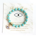 Böhmisches Evil Eye Armband mit goldfarbenen Perlen und türkisfarbenen Steinen für Damen - Türkis