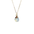 Minimalist gold necklace with faceted teardrop opal pendant on a fine golden O-chain link - Opal