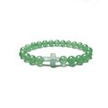 Fashionable green natural stone beaded bracelet with a cross charm for spiritual jewelry - Green Aventurine