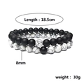 Set di braccialetti retrò con perline da 8mm turchese nero opaco e marmo bianco - 8mm / Nero Opaco E Turchese Bianco Sintetico
