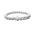 Polished white turquoise bead bracelet with a horizontal stone cross on white background - White Turquoise