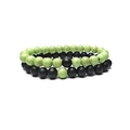 Gros plan de bracelets en perles turquoise vintage et noir mat 8mm, lot de 2 pièces - 8mm / Turquoise Verte Et Noir Mat