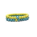 Ensemble de deux bracelets vintage en perles turquoise de 8mm en jaune et bleu ciel - 8mm / Turquoise Jaune Et Turquoise Bleue