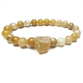 Pulsera elástica de cuentas amarillas naturales con una piedra de citrino en bruto - 8mm / Citrino