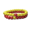 Set di 2 bracciali vintage con perline da 8mm in giallo limone e rosso scuro opaco - 8mm / Turchese Rosso E Turchese Giallo