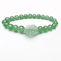 Pulsera de cuentas de amatista verde natural con cristal en bruto irregular y elástico - 8mm / Fluorita