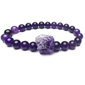 Pulsera elástica de cuentas de amatista con piedra natural en bruto para hombre y mujer - 8mm / Amatista