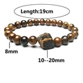 Pulsera de cuentas de ojo de tigre con piedra en bruto irregular para hombre y mujer - 8mm / Ojo de Tigre