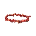 Bracciale elastico in schegge di agata rossa naturale con perle lucide irregolari - Peso Approssimativo: 13 Grammi / Corallo Rosso