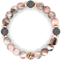 Bracciale fatto a mano con pietre zebrate rosa, roccia lavica e perla in filigrana oro rosa - Diaspro Zebra Rosa