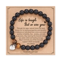 Matte black onyx and tiger eye beaded heart charm bracelet on kraft gift card - Matte Tiger Eye Heart Style With Card