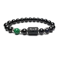Skorpion Sternzeichen Armband mit schwarzen Achatperlen, Malachit und blauem Goldstein - Skorpion / 8mm Perlen