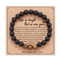 Tiger eye and matte black stone beaded bracelet fixed on inspirational gift card - Matte Tiger Eye With Card