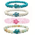 Set of four colorful turtle beaded bracelets with turquoise and white stones - Pink Theme (SL2256526)