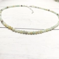 Close-up of 4mm multi-color gemstone beads with silver lobster clasp and extension chain - Circumference Approx: 38+5cm / Amazonite
