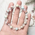 Pulsera de cuentas de piedra natural Shoushan con cuentas azules mate y textura mármol - Alternancia de dos colores