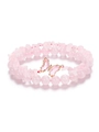 Pulsera de cuentas de cristal rosa con dije de mariposa y detalles en metal dorado - Estilo Cuarzo Rosa / Cuarzo rosa